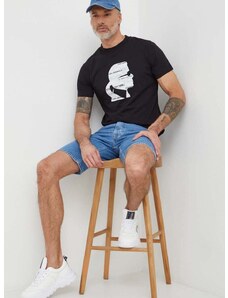 Bavlnené tričko Karl Lagerfeld pánsky,čierna farba,s potlačou,542241.755423