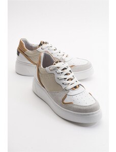 LuviShoes Sette Beige Multi Women's Sports Shoes From Genuine Leather.