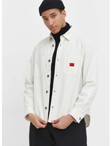 Rifľová košeľa HUGO pánska,biela farba,regular,s klasickým golierom,50500199