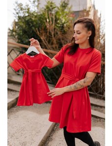 Mexy Ačkové oversize šaty MAMA a DCÉRA – červené