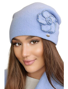 Kamea Blankytne modrá dámska čiapka s kvetom Inka, Farba blankytná modrá