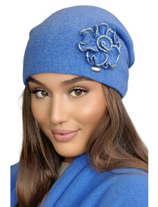Kamea Nebesky modrá dámska čiapka s kvetom Inka, Farba nebesky modrá
