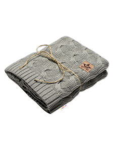 Baby Nellys Bambusová detská pletená deka, vzor pletený vrkoč, 80 x100 cm, oliva