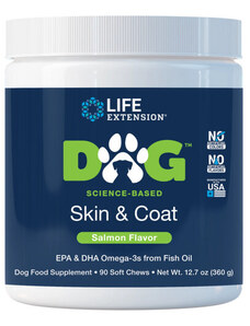 Life Extension DOG Skin & Coat Losos, 90 ks, žuvacie tablety