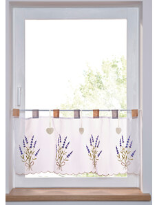 bonprix Vitrážková záclona s levanduľovou potlačou, farba biela