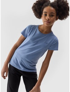 4F Dievčenské tričko bez potlače - tmavomodré