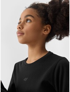 4F Dievčenské regular tričko s dlhým rukávom - čierne