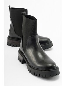LuviShoes BUGGY Women's Black Elastic Chelsea Boots
