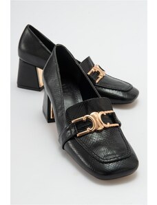 LuviShoes Čierne vzorované dámske topánky na podpätku TEMPE