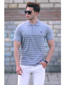 Madmext Men's Gray Polo Neck T-Shirt 5238