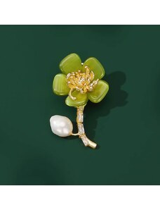 Éternelle Unikátní květinová brož Sonia zdobená sladkovodní perlou