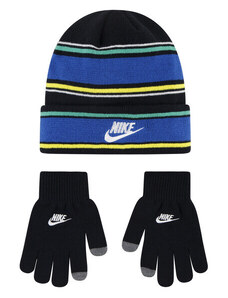 Nike multi stripe beanie set BLUE