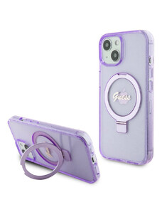 Guess IML Ring Stand Glitter MagSafe Case for iPhone 15 Plus violett GUHMP15MHRSGSU
