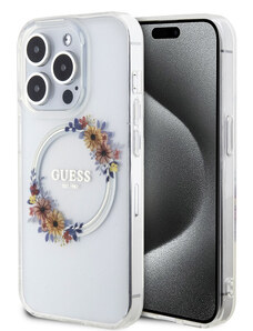 Guess PC/TPU Flowers Ring Glossy Logo MagSafe Case for iPhone 13 Pro transparent GUHMP13LHFWFCT