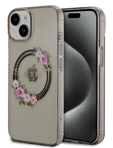 Guess PC/TPU Flowers Ring Glossy Logo MagSafe Case for iPhone 14 schwarz GUHMP14SHFWFCK