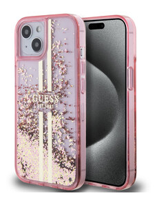 Guess PC/TPU Liquid Glitter Stripe Zadný Kryt pre iPhone 15 ružová GUHCP15SLFCSEGP