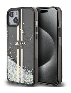 Guess PC/TPU Liquid Glitter Stripe Zadný Kryt pre iPhone 15 Plus čierna GUHCP15MLFCSEGK