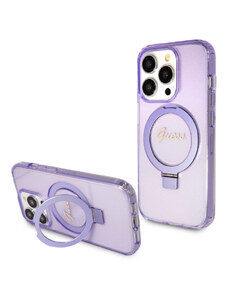 Guess IML Ring Stand Glitter MagSafe Case for iPhone 15 Pro violett GUHMP15LHRSGSU