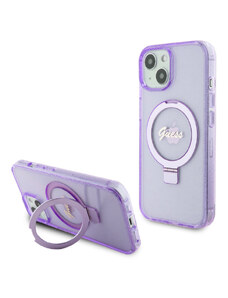 Guess IML Ring Stand Glitter MagSafe Case for iPhone 15 violett GUHMP15SHRSGSU