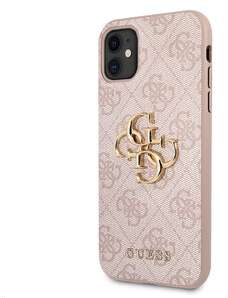 Guess PU 4G Metal Logo Zadný Kryt pre iPhone 11 ružová GUHCN614GMGPI