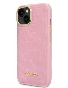 Guess PU Croco with Metal Camera Outline Case for iPhone 14 Plus pink GUHCP14MHGCRHP