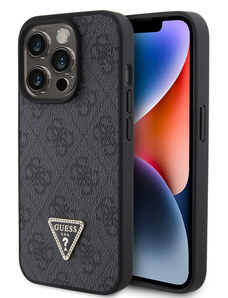 Guess PU 4G Strass Triangle Metal Logo Case for iPhone 15 Pro schwarz GUHCP15LP4TDPK