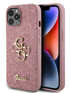 Guess PU Fixed Glitter 4G Metal Logo Case for iPhone 12/12 Pro pink GUHCP12MHG4SGP