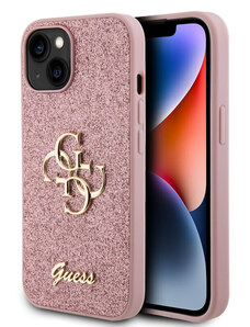 Guess PU Fixed Glitter 4G Metal Logo Case for iPhone 13 pink GUHCP13MHG4SGP