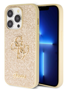 Guess PU Fixed Glitter 4G Metal Logo Case for iPhone 15 Pro Max gold GUHCP15XHG4SGD