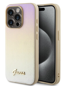 Guess PU Leather Iridescent Metal Script Case for iPhone 15 Pro gold GUHCP15LPSAIRSD