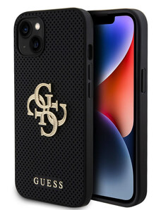 Guess PU Perforated 4G Glitter Metal Logo Zadný Kryt pre iPhone 15 čierna GUHCP15SPSP4LGK
