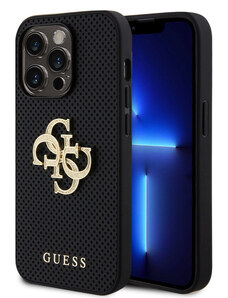 Guess PU Perforated 4G Glitter Metal Logo Case for iPhone 14 Pro Max schwarz GUHCP14XPSP4LGK