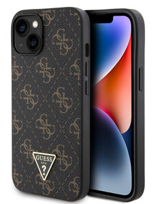 Guess PU Leather 4G Triangle Metal Logo Zadný Kryt pre iPhone 14 čierna GUHCP14SPG4GPK