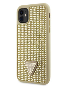Guess Rhinestones Triangle Metal Logo puzdro pre iPhone 11 zlatá GUHCN61HDGTPD