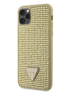 Guess Rhinestones Triangle Metal Logo Kryt pre iPhone 11 Pro Max zlatá GUHCN65HDGTPD