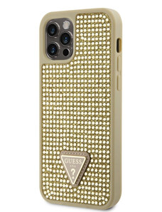 Guess Rhinestones Triangle Metal Logo Case for iPhone 12/12 Pro gold GUHCP12MHDGTPD