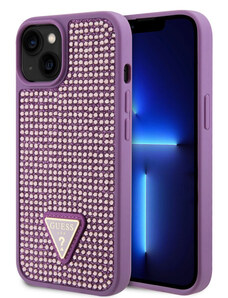 Guess Rhinestones Triangle Metal Logo Case for iPhone 15 violett GUHCP15SHDGTPU