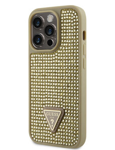 Guess Rhinestones Triangle Metal Logo Case for iPhone 14 Pro gold GUHCP14LHDGTPD