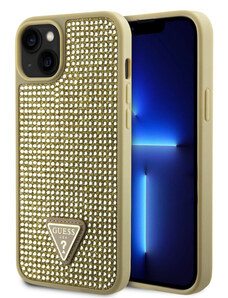 Guess Rhinestones Triangle Metal Logo Case for iPhone 15 gold GUHCP15SHDGTPD