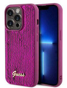 Guess Sequin Script Logo Case for iPhone 14 Pro Magenta GUHCP14LPSFDGSF