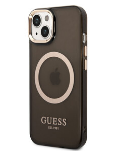 Guess Translucent MagSafe Kompatibilný Zadný Kryt pre iPhone 14 Plus čierna GUHMP14MHTCMK