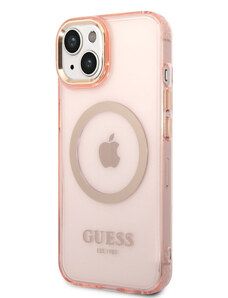 Guess Translucent MagSafe Kompatibilný Zadný Kryt pre iPhone 14 Plus ružová GUHMP14MHTCMP