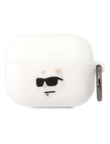 Karl Lagerfeld 3D Logo NFT Choupette Head Silikónové Puzdro pre Airpods Pro biela KLAPRUNCHH