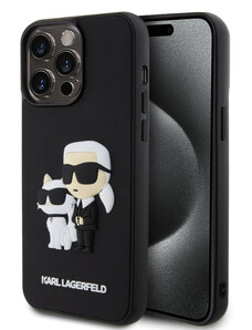 Karl Lagerfeld 3D Rubber Karl and Choupette Zadný Kryt pre iPhone 14 Pro Max čierna KLHCP14X3DRKCNK