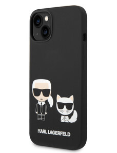 Karl Lagerfeld and Choupette Liquid Silicone Zadný Kryt pre iPhone 14 Plus čierna KLHCP14MSSKCK