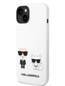 Karl Lagerfeld and Choupette Liquid Silicone Zadný Kryt pre iPhone 14 Plus biela KLHCP14MSSKCW