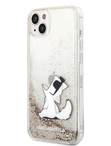 Karl Lagerfeld Liquid Glitter Choupette Eat Case for iPhone 14 Plus gold KLHCP14MGCFD