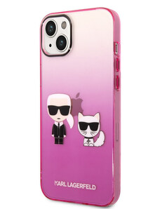 Karl Lagerfeld Gradient Karl and Choupette Case for iPhone 14 Plus pink KLHCP14MTGKCP