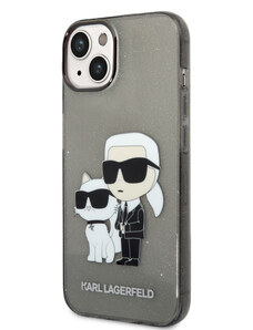 Karl Lagerfeld IML Glitter Karl a Choupette NFT Zadný Kryt pre iPhone 14 Plus čierna KLHCP14MHNKCTGK