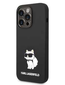 Karl Lagerfeld Liquid Silicone Choupette NFT Zadný Kryt pre iPhone 14 Pro čierna KLHCP14LSNCHBCK